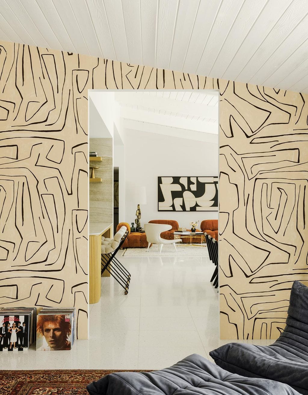 Matt Sorum's music room in his Palm Springs California ranch home interviewed in Ideas of Order Magazine